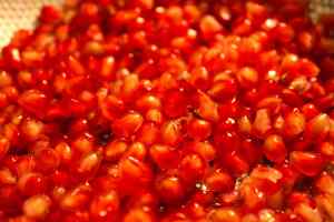 Pomegranate seeds up close