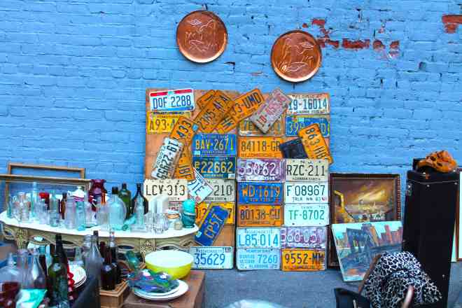 NYC Flea Market - blue wall